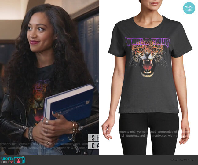 Prince Peter Collection Tiger World Tour Graphic Cotton Tee worn by Olivia Baker (Samantha Logan) on All American