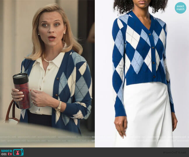 Pringle Of Scotland Argyle Cardigan worn by Elena Richardson (Reese Witherspoon) on Little Fires Everywhere