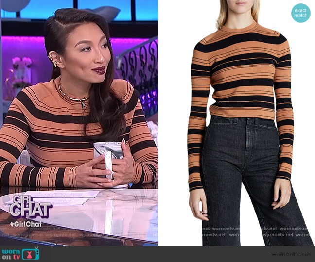 Proenza Schouler Compact Stripe Cropped Pullover worn by Jeannie Mai on The Real