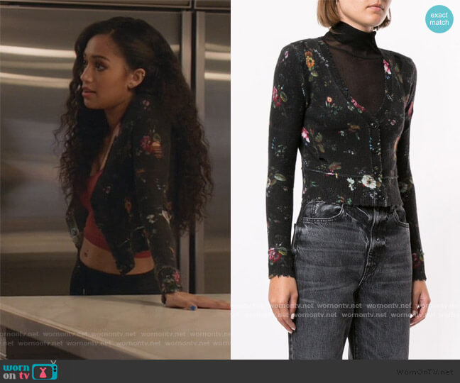 R13 Cropped Cashmere Cardigan worn by Olivia Baker (Samantha Logan) on All American