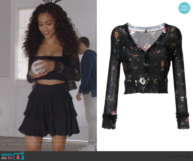 R13 Cropped Cashmere Cardigan worn by Olivia Baker (Samantha Logan) on All American