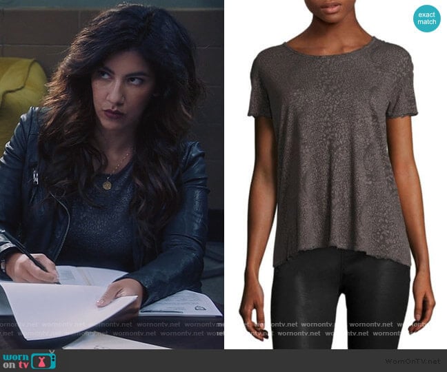 RtA Nicola Distressed Leopard Print Tee worn by Rosa Diaz (Stephanie Beatriz) on Brooklyn Nine-Nine