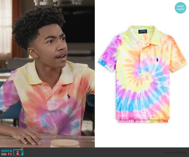Ralph Lauren Tie-Dyed Polo Shirt worn by Jack Johnson (Miles Brown) on Black-ish