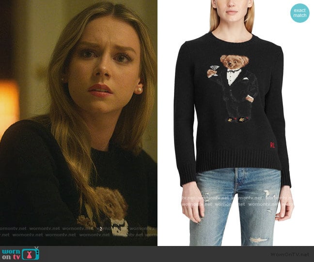 Ralph Lauren Martini Bear Cashmere Crewneck Sweater worn by Carla Roson Caleruega (Ester Exposito) on Elite