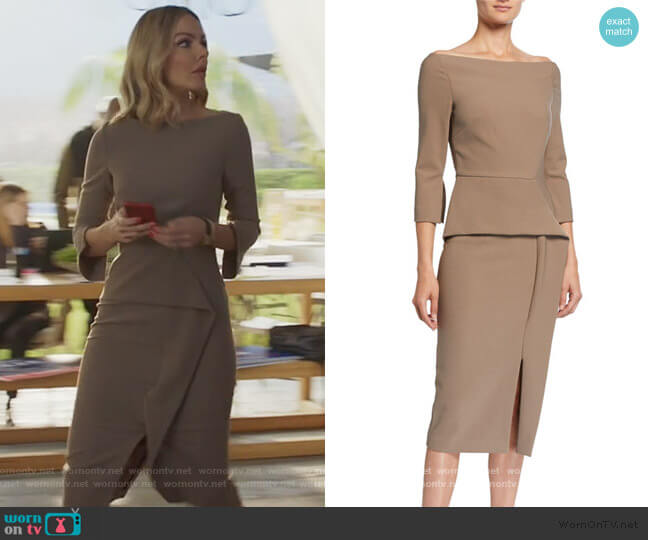 Roland Mouret Ardingly Off-the-Shoulder Peplum Dress worn by Laura Baker (Monet Mazur) on All American