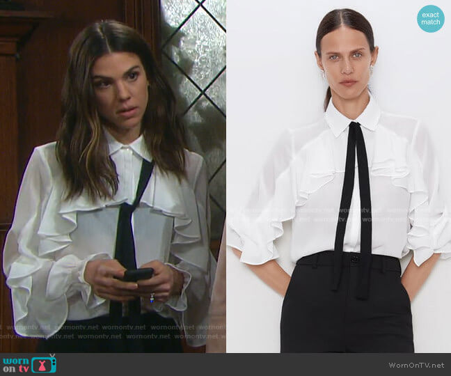 Zara Ruffled Shirt with Bow worn by Abigail Deveraux (Kate Mansi) on Days of our Lives