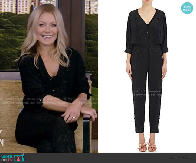 Maison Mayle Saint Phalle Jacquard Silk Jumpsuit worn by Kelly Ripa on Live with Kelly and Mark