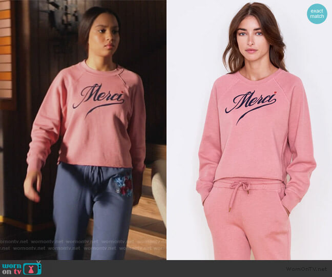 Sundry Merci Cutoff Sweatshirt worn by May Grant (Corinne Massiah) on 9-1-1