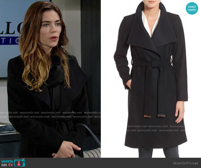 Ted Baker Wrap Coat worn by Victoria Newman (Amelia Heinle) on The Young and the Restless