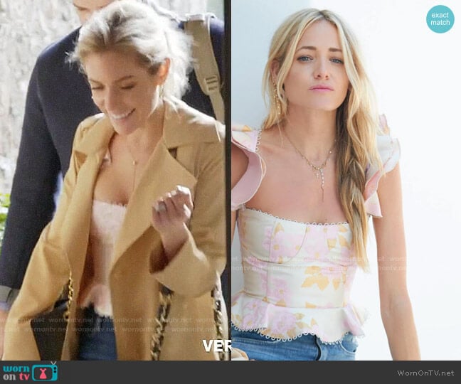 V. Chapman The Provence Top in Light Pink Baroque Floral worn by Kristin Cavallari on Very Cavallari