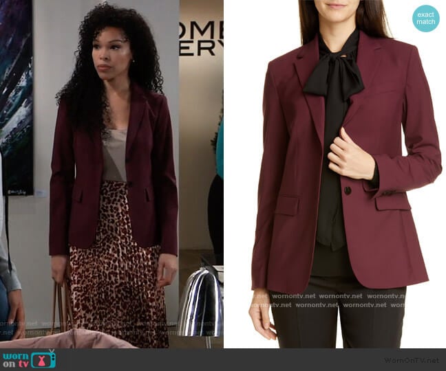 Theory Classic Stretch Wool Jacket worn by Portia Robinson (Brook Kerr) on General Hospital