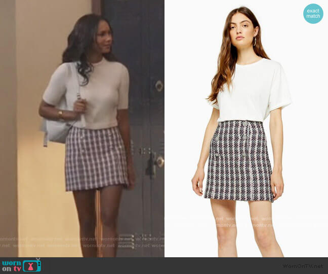 Topshop Pink Boucle Mini Skirt worn by Layla Keating (Greta Onieogou) on All American