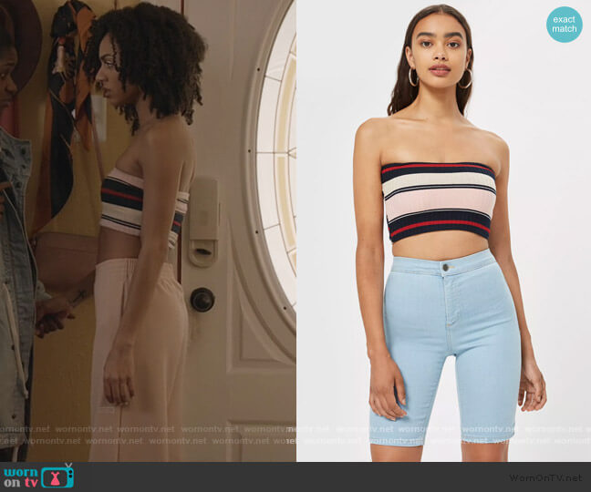 Topshop Rib Stripe Bandeau Top worn by Patience (Chelsea Tavares) on All American