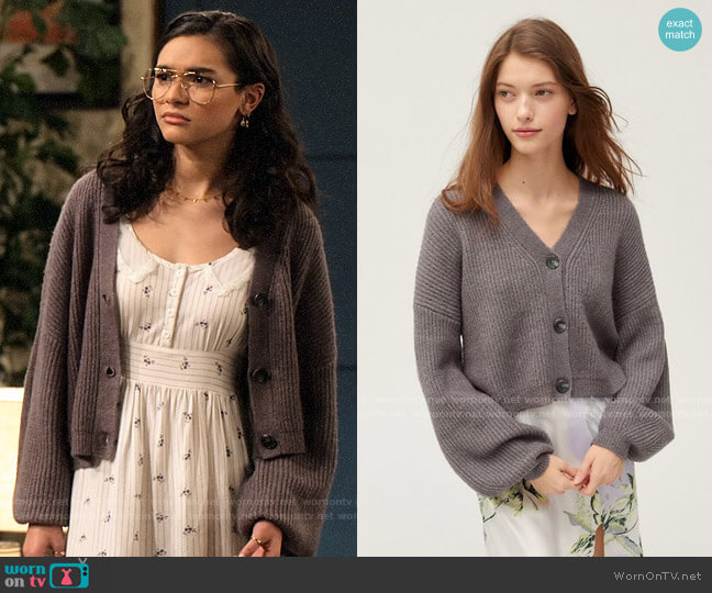Truly Madly Deeply Piper Slouchy Balloon Sleeve Cardigan worn by Ashley Garcia (Paulina Chávez) on The Expanding Universe of Ashley Garcia