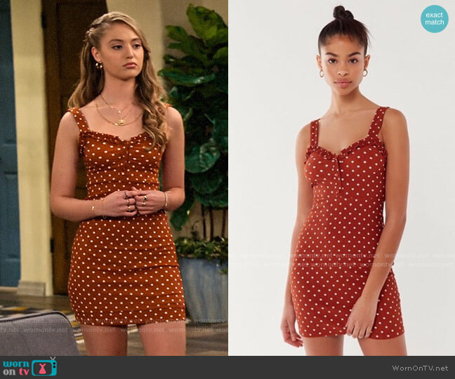 Urban Outfitters Vivienne Ruffle Trim Bodycon Dress worn by Brooke Bishop (Bella Podaras) on The Expanding Universe of Ashley Garcia