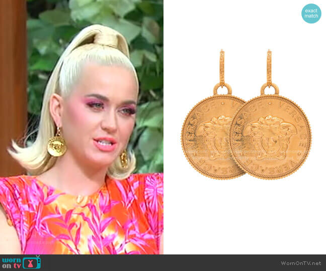Versace Medusa Pendant Earrings worn by Katy Perry on American Idol