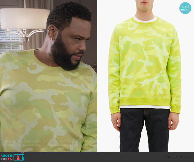 Valentino Camouflage-print cotton-blend sweatshirt worn by Andre Johnson (Anthony Anderson) on Black-ish