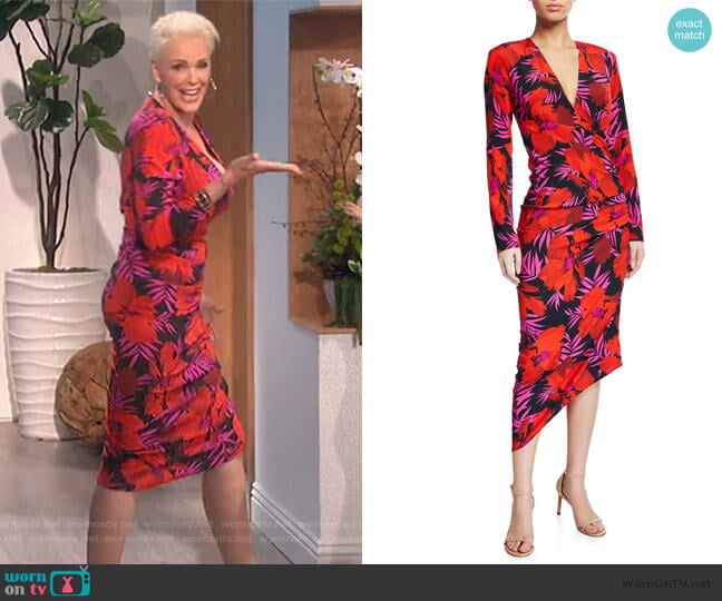 Veronica Beard Alvaro Floral-Print Asymmetric Ruched Dress