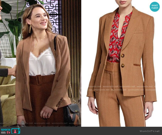 Veronica Beard Hudson Herringbone Blazer worn by Summer Newman (Hunter King) on The Young and the Restless
