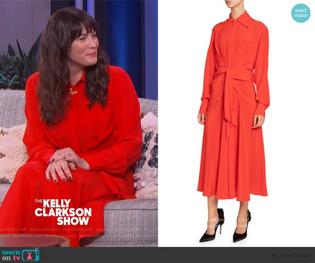 Victoria Beckham Silk Chiffon Tie-Waist Shirtdress
