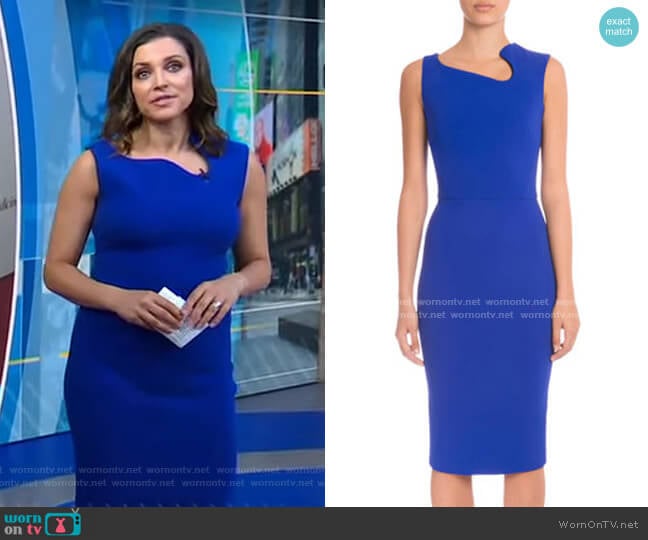 Victoria Beckham Sleeveless Asymmetric-Neck Sheath Dress worn by Paula Faris on Good Morning America