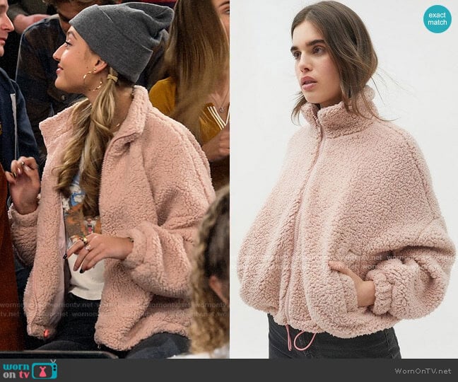 Urban Outfitters Willow Fuzzy Drawstring Teddy Jacket worn by Brooke Bishop (Bella Podaras) on The Expanding Universe of Ashley Garcia