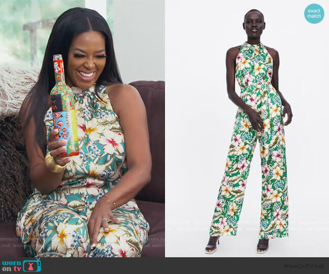 Zara Flowy Halter Top Jumpsuit worn by Kenya Moore on The Real Housewives of Atlanta