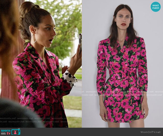Zara Floral Print Blazer Dress worn by Zari Tomaz (Tala Ashe) on Legends of Tomorrow