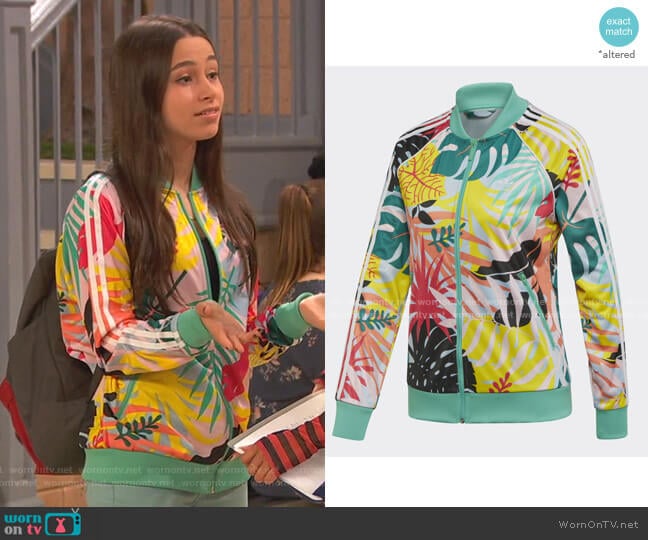 Addidas Tropicalage Graphic Trrack Jacket worn by Tess O'Malley (Sky Katz) on Ravens Home