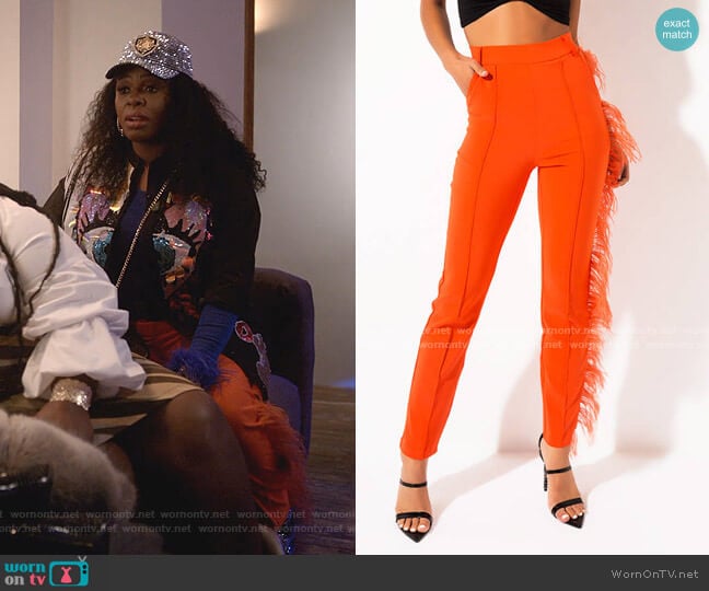 Akira Label High Waisted Feather Trim Trousers worn by Porsha Taylor (Ta'Rhonda Jones) on Empire