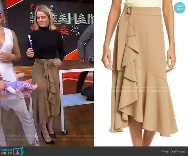 A.L.C. Pierre Ruffle Skirt worn by Sara Haines on Good Morning America
