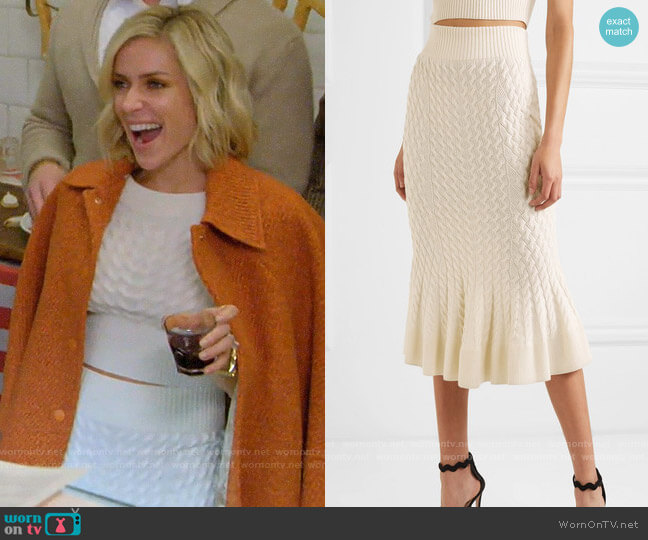 Alexander McQueen Cable-knit linen-blend midi skirt worn by Kristin Cavallari on Very Cavallari