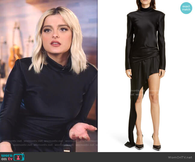 Alexander Wang Asymmetrical Long Sleeve Satin Dress