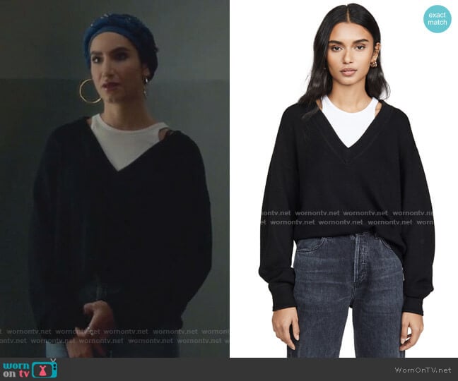alexanderwang.t Bi-Layer V Neck Sweater worn by Adena El-Amin (Nikohl Boosheri) on The Bold Type