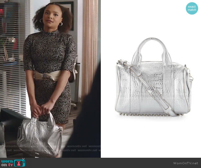 Alexander Wang Rocco Stud-Bottom Satchel Bag worn by Vanessa (Jade Payton) on Dynasty