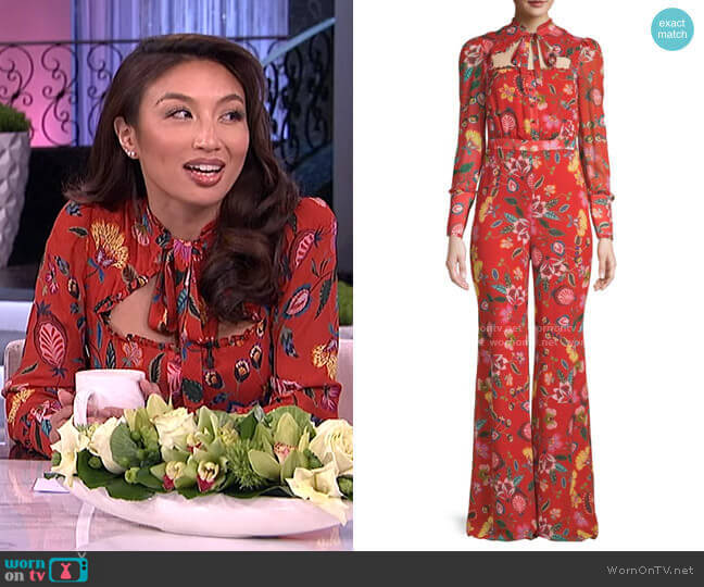 Alexis Imogene Floral Jumpsuit worn by Jeannie Mai on The Real