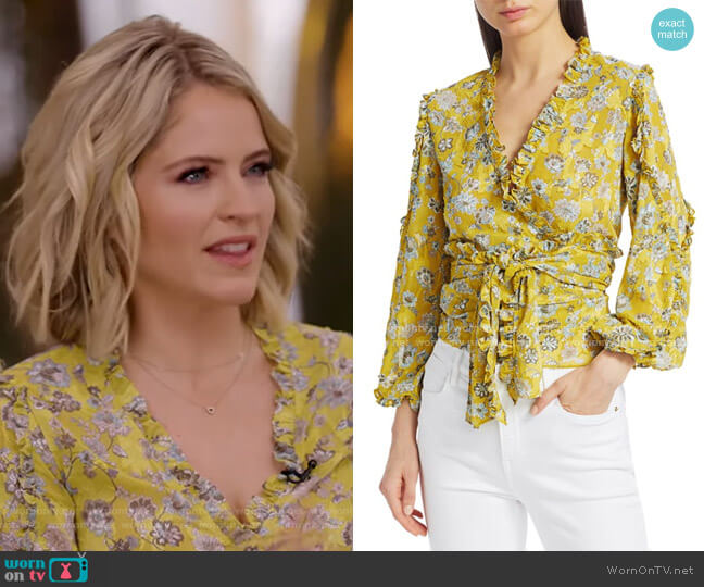Alexis Odilo Flora Wrap Top worn by Sara Haines on Good Morning America