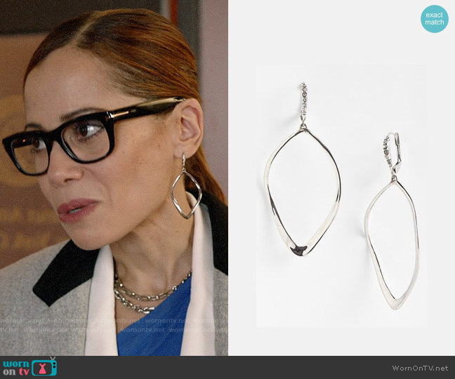 Alexis Bittar Miss Havisham Earrings worn by Amanda Doherty (Victoria Cartagena) on Almost Family
