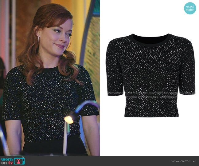 Alice + Olivia Ciara Cropped Sweater worn by Zoey Clarke (Jane Levy) on Zoeys Extraordinary Playlist
