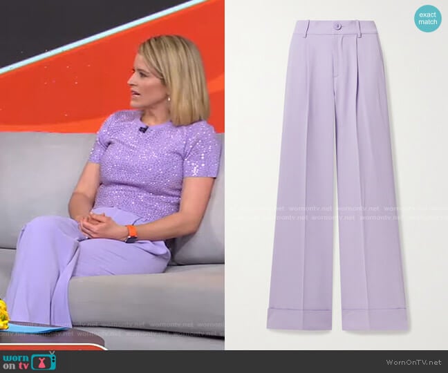 Alice + Olivia Tomasa Wide-Leg Pants worn by Sara Haines on Good Morning America