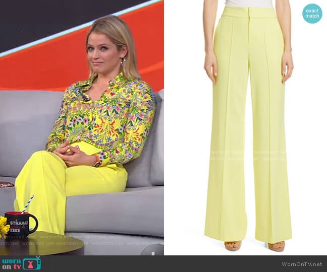 Alice + Olivia Dylan High Waist Wide Leg Pants worn by Sara Haines on Good Morning America