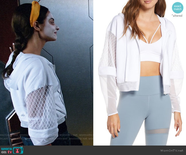 Alo Yoga Fadeaway Mesh Hooded Jacket worn by Zari Tomaz (Tala Ashe) on Legends of Tomorrow