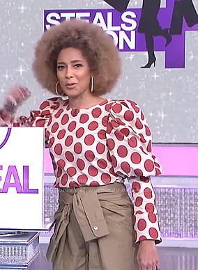 Amanda’s polka dot top and tie waist pants on The Real