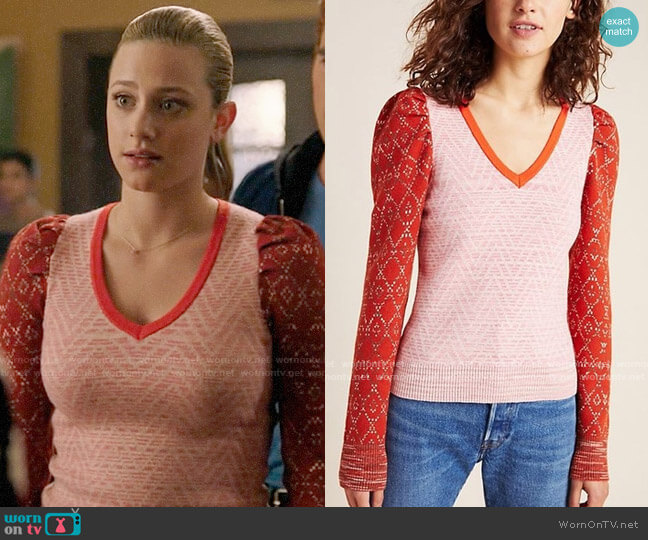 Cherie Puff-Sleeved Sweater from Anthropologie worn by Betty Cooper (Lili Reinhart) on Riverdale