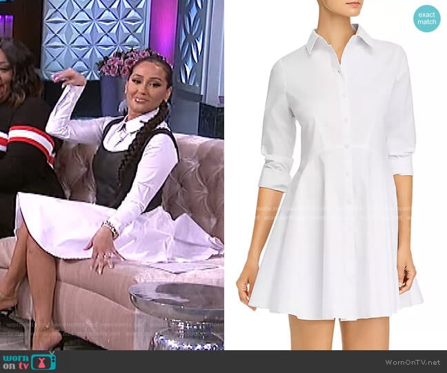 Aqua Long-Sleeve Button-Front Shirtdress worn by Adrienne Houghton on The Real