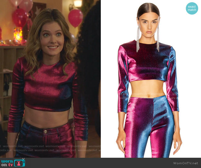 Area Long Sleeve Crop Top worn by Sutton (Meghann Fahy) on The Bold Type