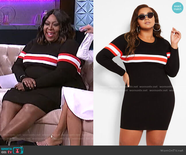 Ashley Stewart Thick Stripe Sweater Dress worn by Loni Love on The Real