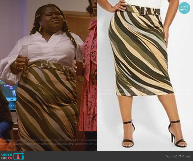 Ashley Stewart Diagonal Stripes Skirt worn by Becky (Gabourey Sidibe) on Empire