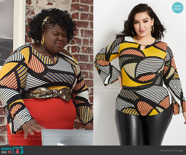 Ashley Stewart Striped Keyhole Top worn by Becky (Gabourey Sidibe) on Empire