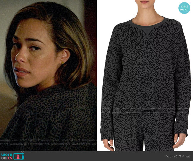 ATM Anthony Thomas Melillo Mini Leopard Print French Terry Sweatshirt worn by Emily Lopez (Jessica Camacho) on All Rise
